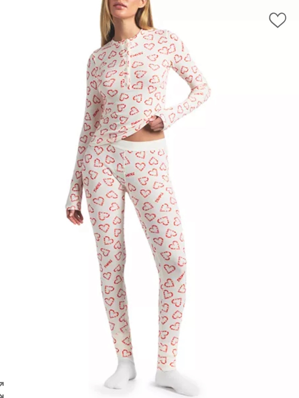 SKIMS Cotton Ribbed Henley and Legging Set - Candy Marble Heart - Picture 1 of 6